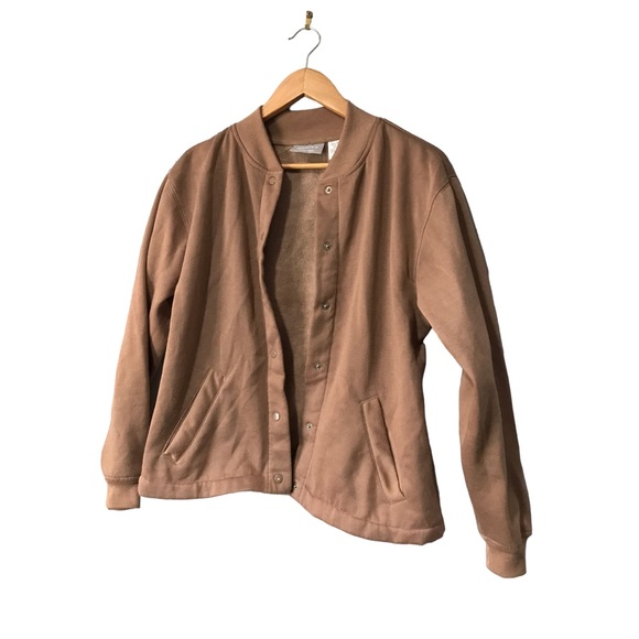 Blair | tan Brown vintage button up bomber jacket neutral jacket - Picture 6 of 7